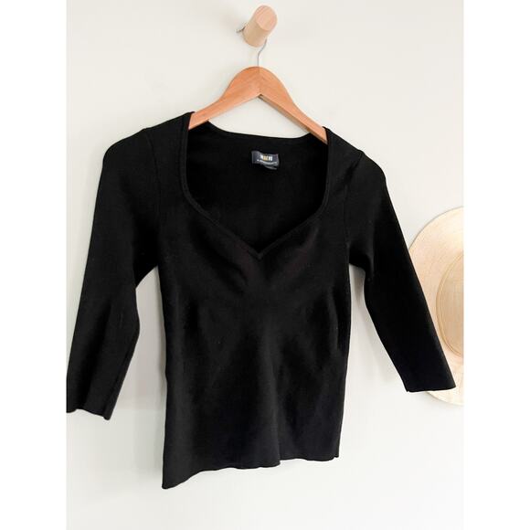 Anthropologie | Maeve Sweetheart Sweater in Black | Sz XS - Picture 2 of 8